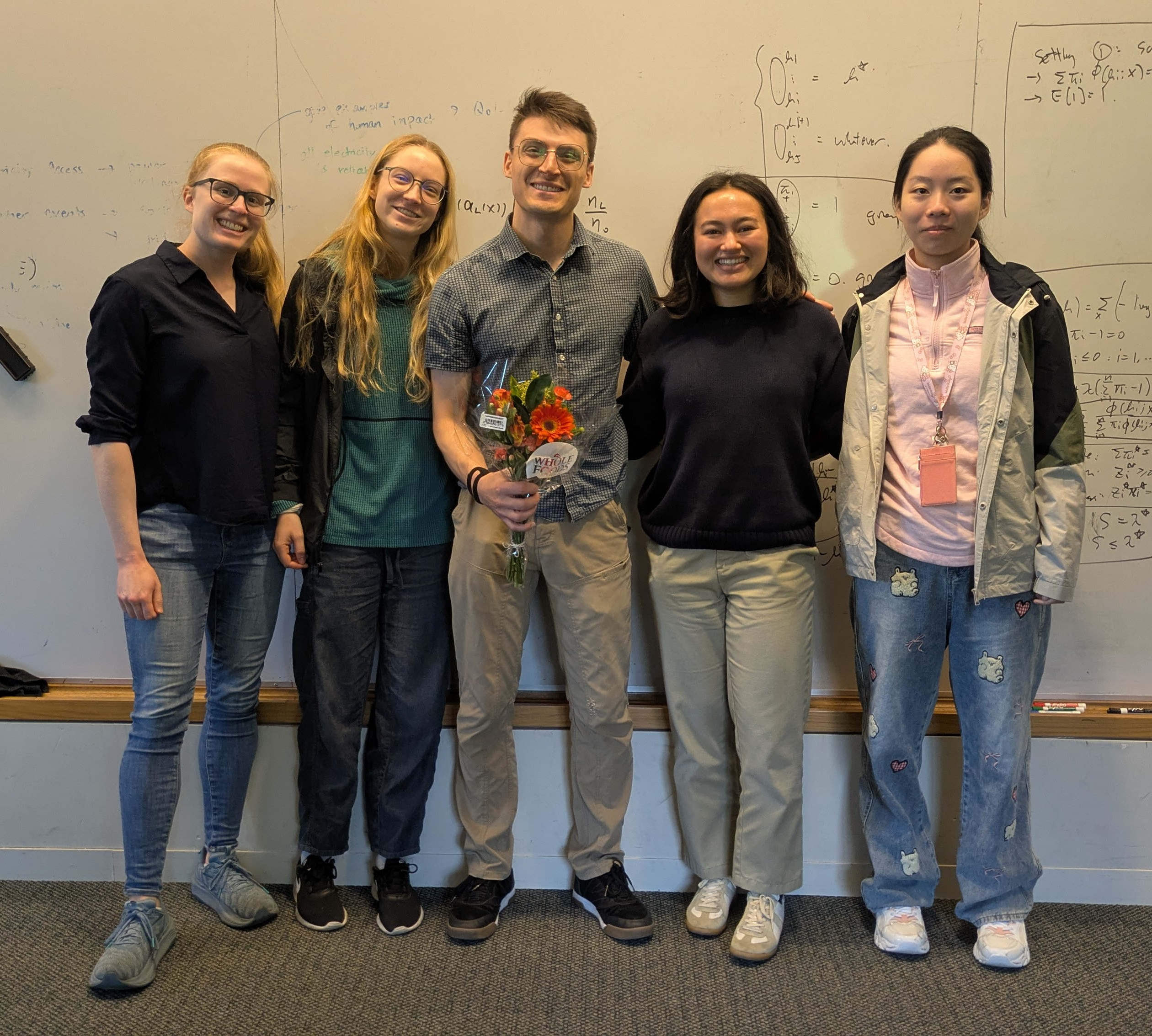 Zhang Group group photo (from left to right: Lauren, Lila, Trager, Margaret, Jiayi.
